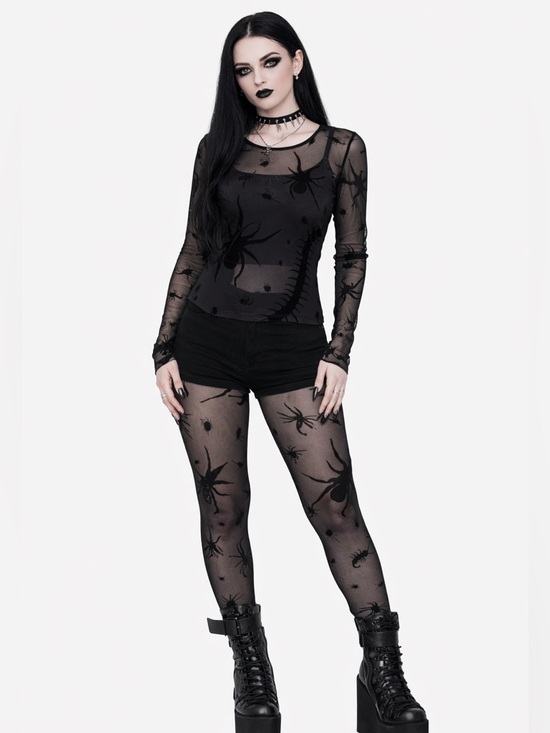 Dolls Kill Tops - Goth Punk Dolls Kill Spider Mesh Velvet Trickz N Treatz Set 🕷️